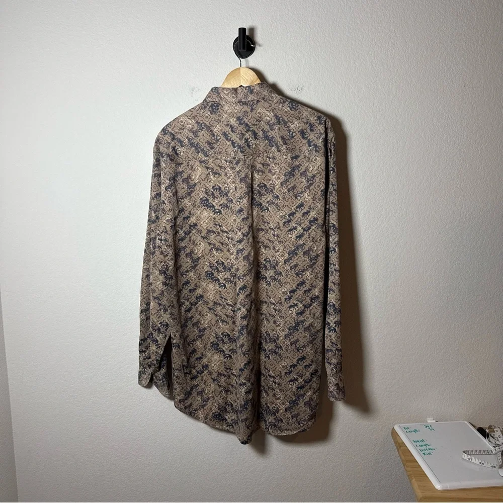 Vintage Woolrich Men’s Wildlife Animal Patterned Button Down Brown/Navy L